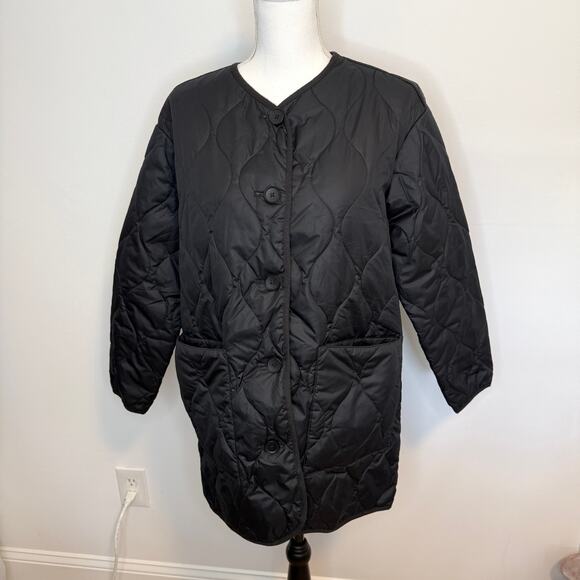 Everlane The ReNew Quilted Mid-Length Liner Jacket In Black Size Small New - Picture 3 of 15